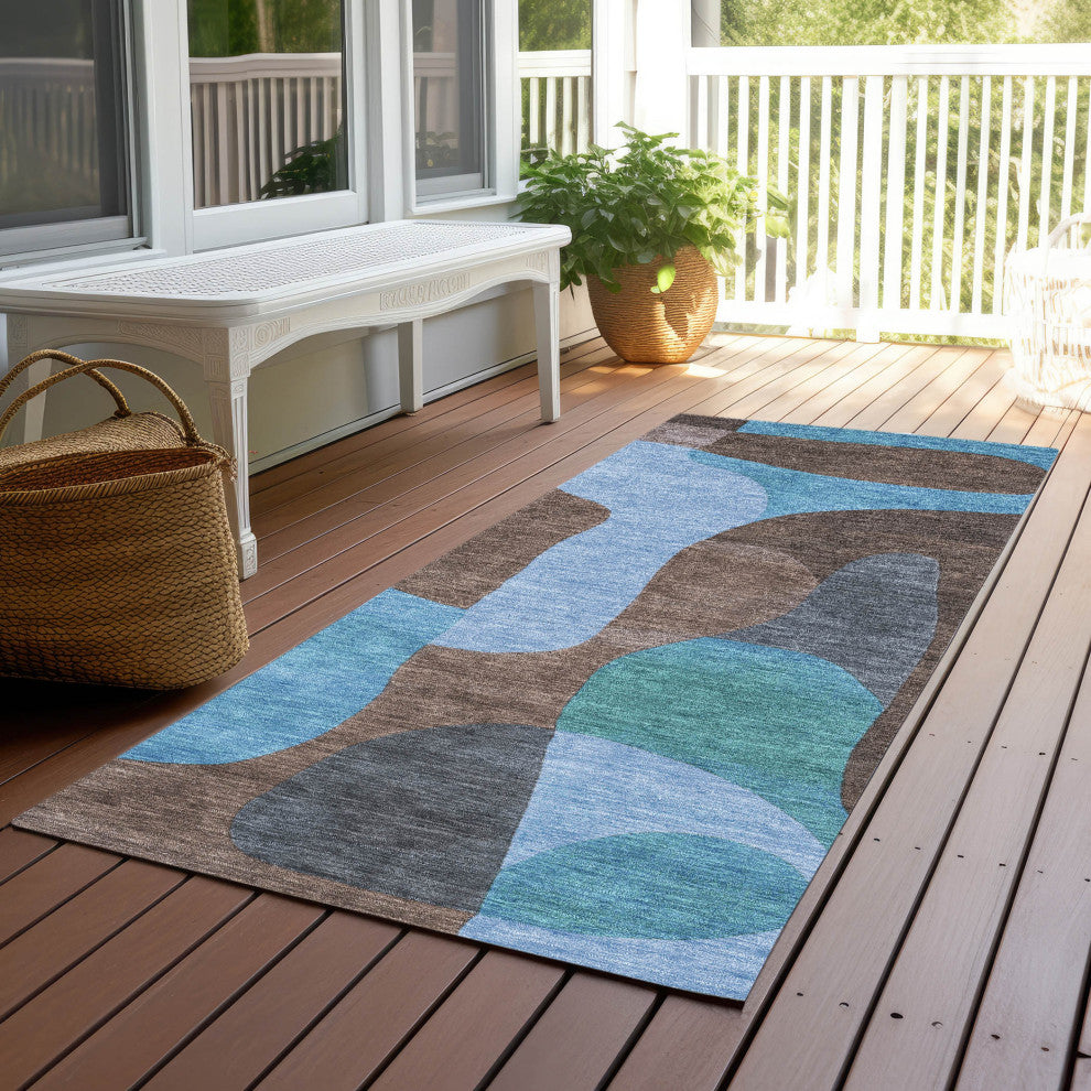 Machine Washable Indoor/Outdoor Chantille ACN1867 Brown 2'3" x 7'6" Runner Rug