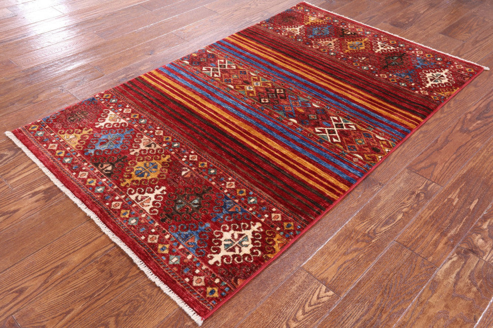 Khorjin Super Kazak Hand Knotted Rug 3' 2" X 5' 3" Q5696