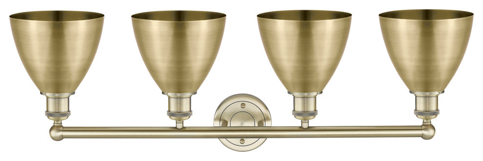 Metal Bristol 4-Light 35" Bath Vanity Light, Antique Brass Shade