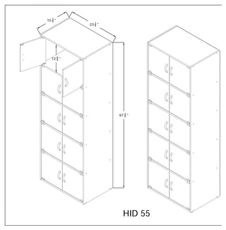 Hodedah 5-Shelf, 10-Door Bookcase In Cherry
