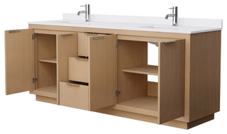 Maroni 80" Light Straw Double Vanity, White Cultured Marble Top