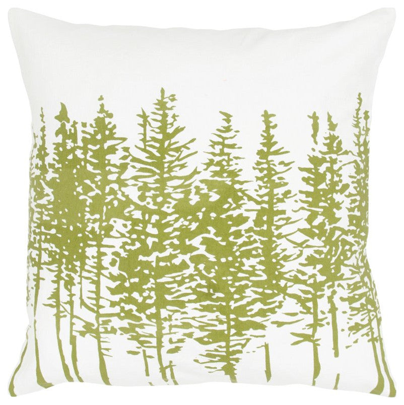 Rizzy Home T05379 trees 18"x18" Pillow Ivory/Green