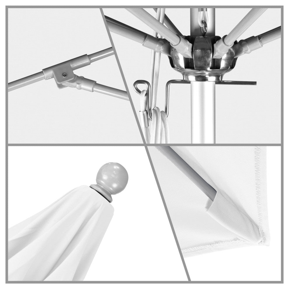 9'' Silver Anodized Push Lift Fiberglass Rib Aluminum Umbrella, Pacifica, Spa