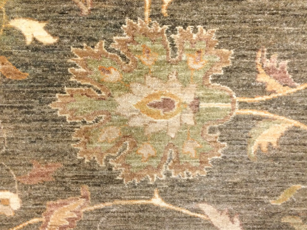 Peshawar Janar Green-Gray/Ivory Rug, 9'11"x13'6"