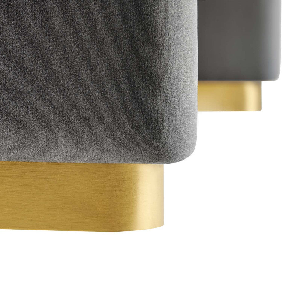 Koda Performance Velvet Waterfall Ottoman - Brass Storm Gray