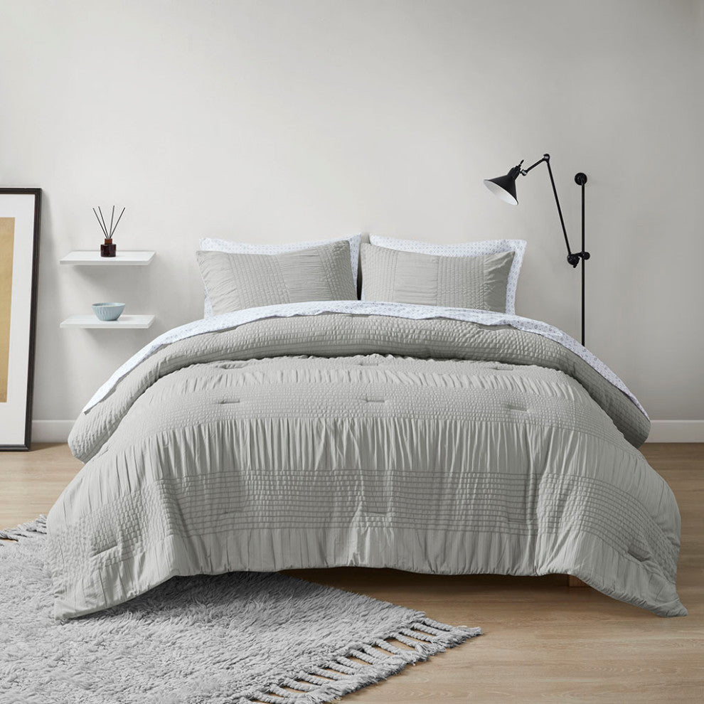 Madison Park Essentials Nimbus Casual Compelete Comforter and Sheet Set, Gray