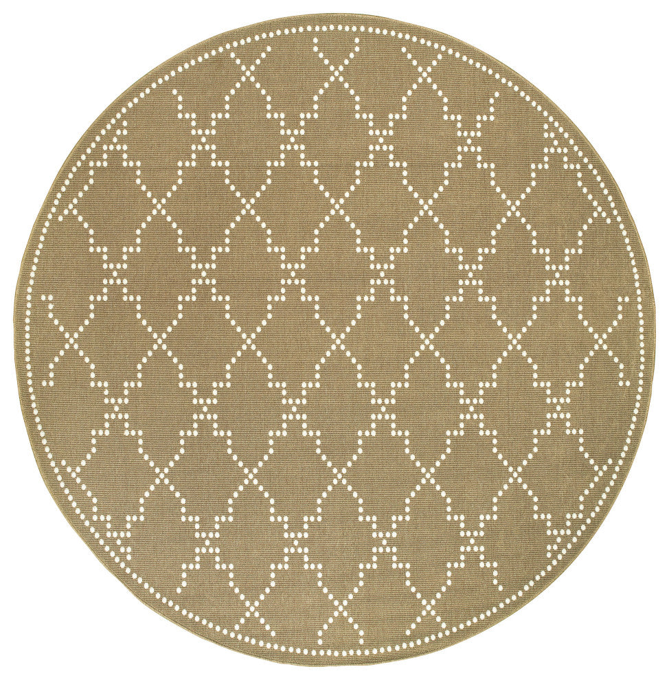Oriental Weavers Marina Tan/ Ivory Geometric Indoor/Outdoor Rug 7'10" RND