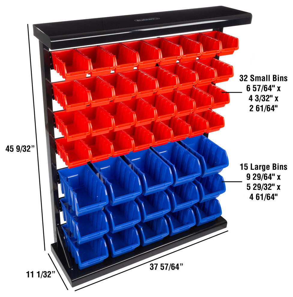 47 Bin Storage Rack Organizer- Wall Mountable Drawers by Stalwart