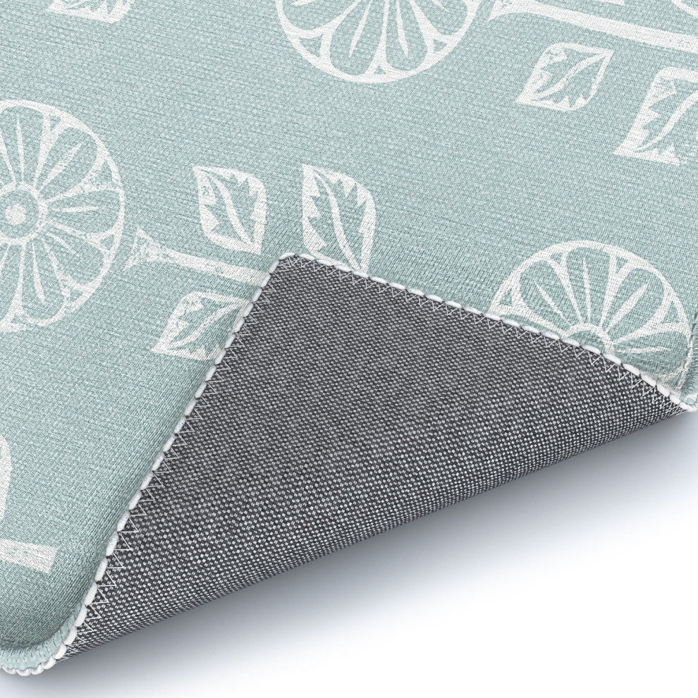 Little Arrow Design Co block print floral dusty blue Area Rug