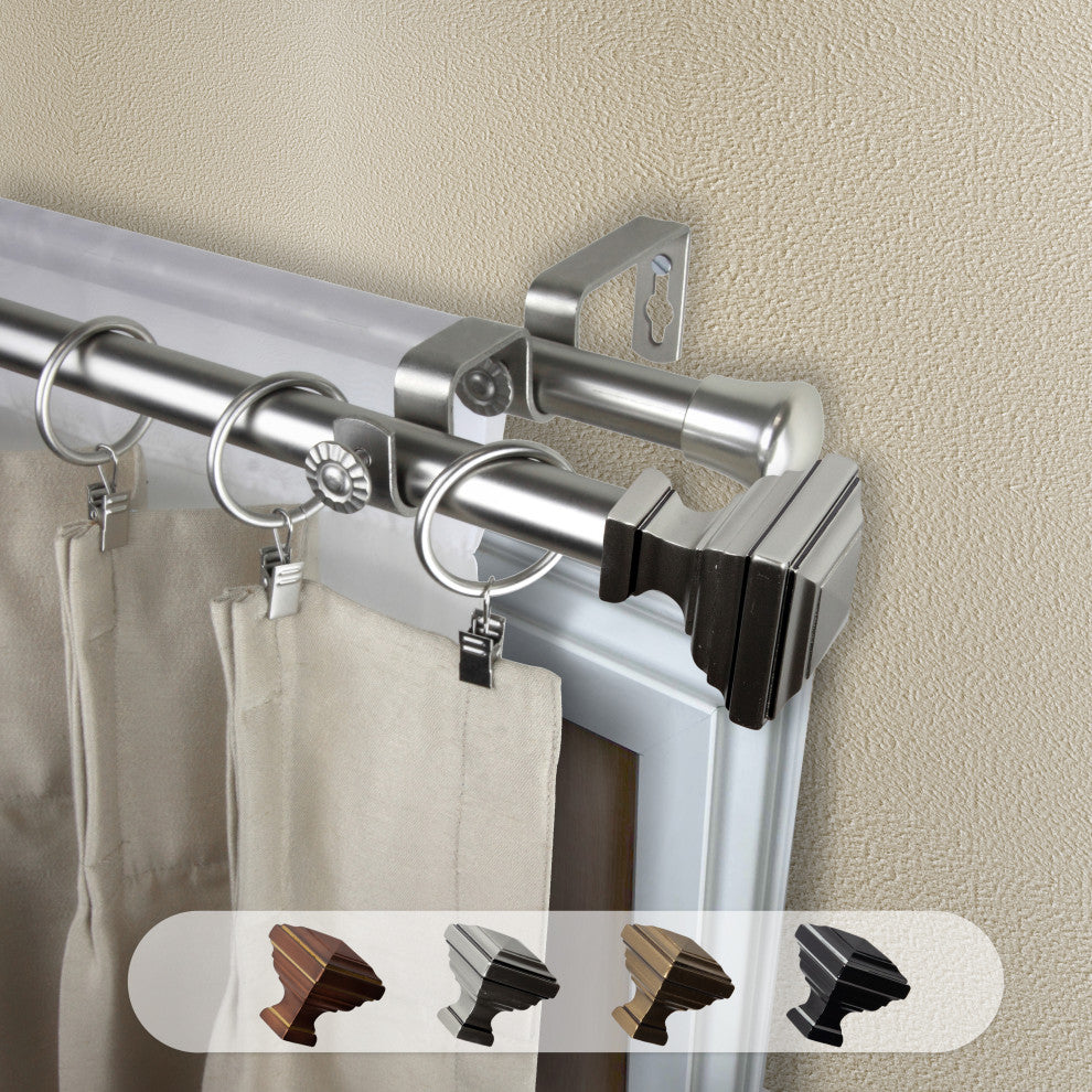 Kira 13/16" Double Curtain Rod Satin Nickel