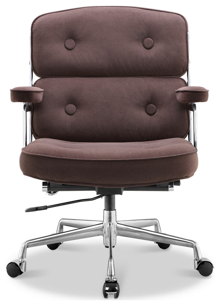 Lobby Mid Back Computer Office Desk Chair, Brown&velvet