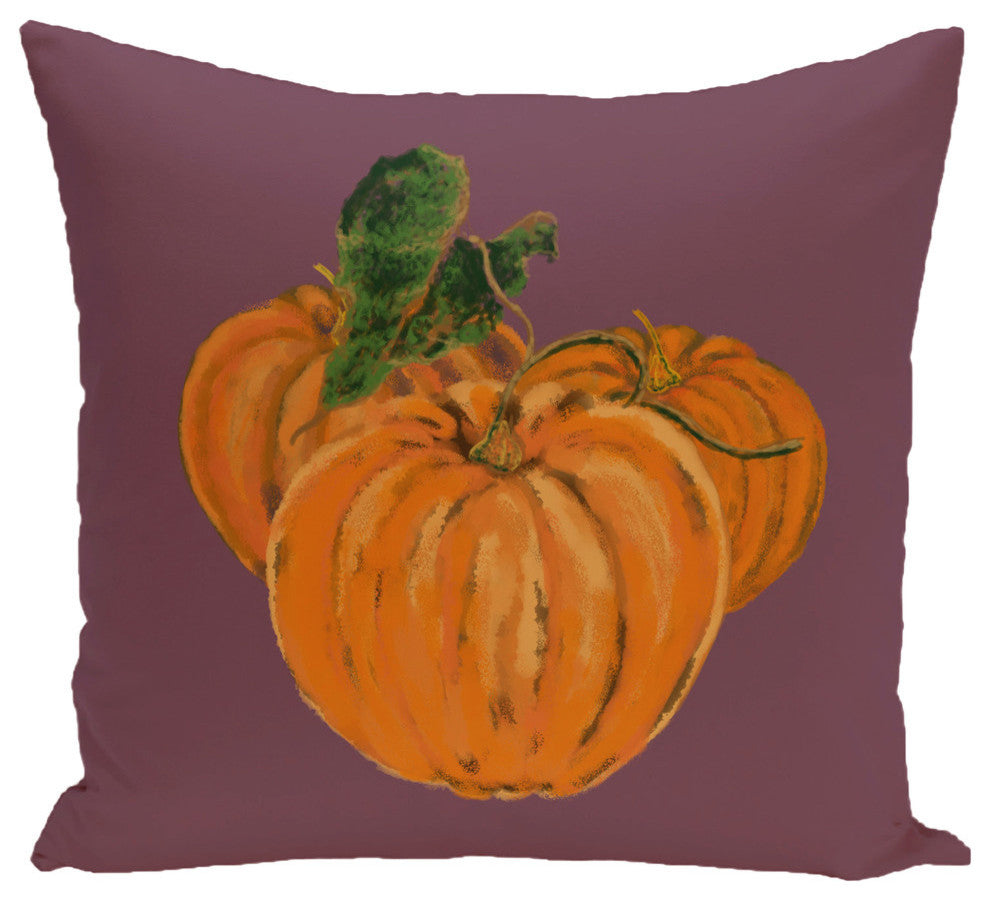 Tres Calabazas Holiday Print Pillow, Purple, 26"x26"