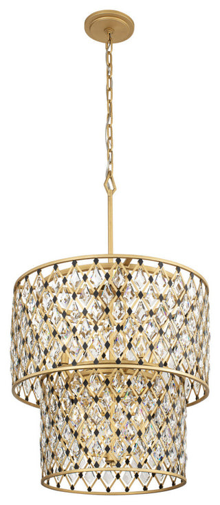 Windsor 7-Lt 2-Tier Crystal Chandelier - French Gold/Matte Black