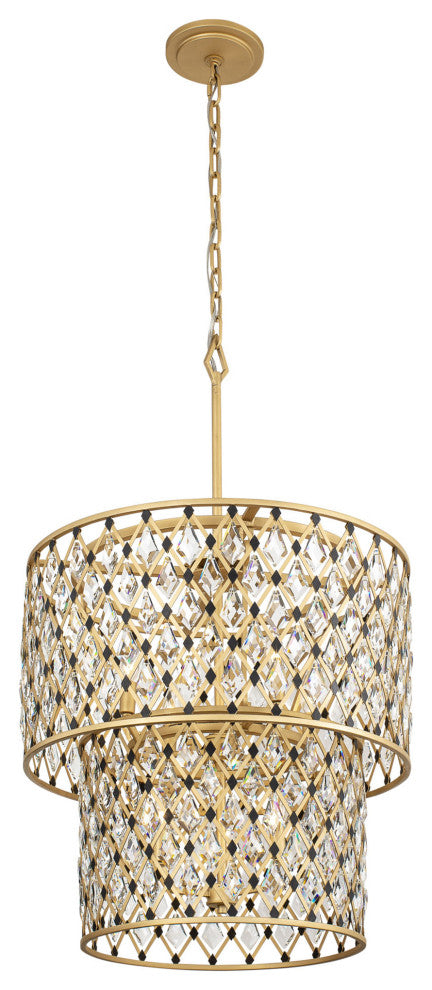 Windsor 7-Lt 2-Tier Crystal Chandelier - French Gold/Matte Black