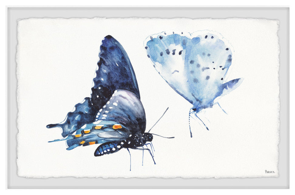 "Magical Blue Butterflies" Framed Painting Print, 12"x8"