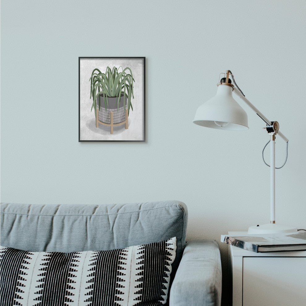 Friendly Spider Plant Grey Green Painting, 11"x14"
