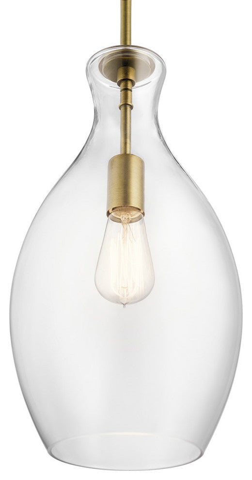 Kichler Everly 1 Light Pendant, Natural Brass