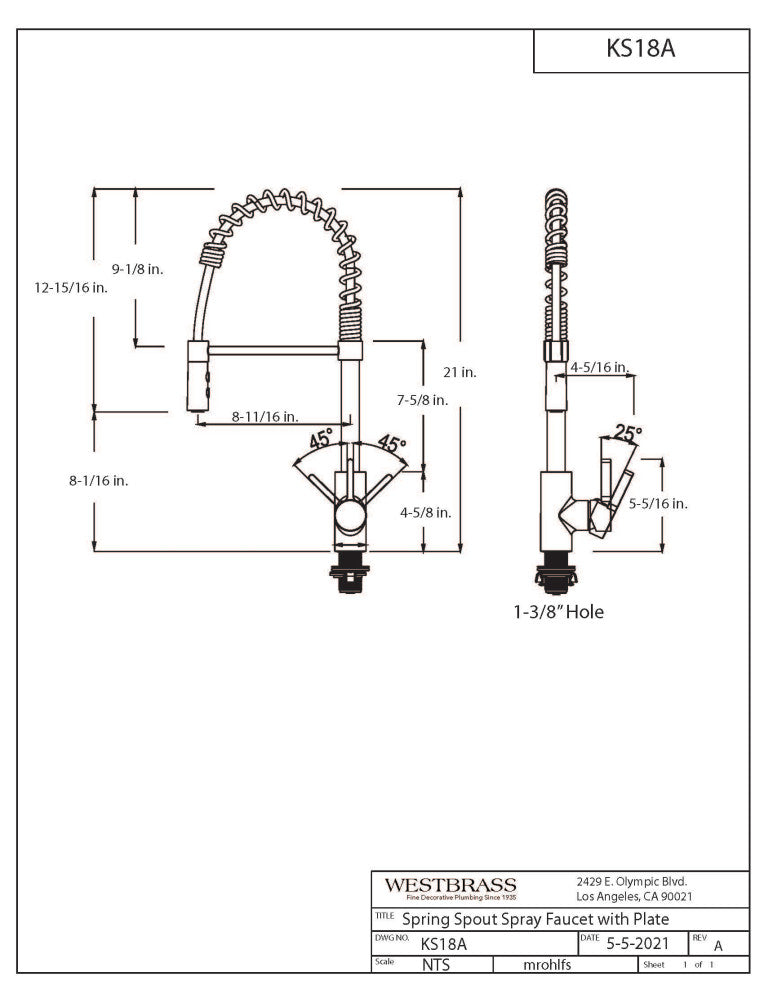 Kitchen Faucet  with Dual Function Spray Head, Stainless Steel