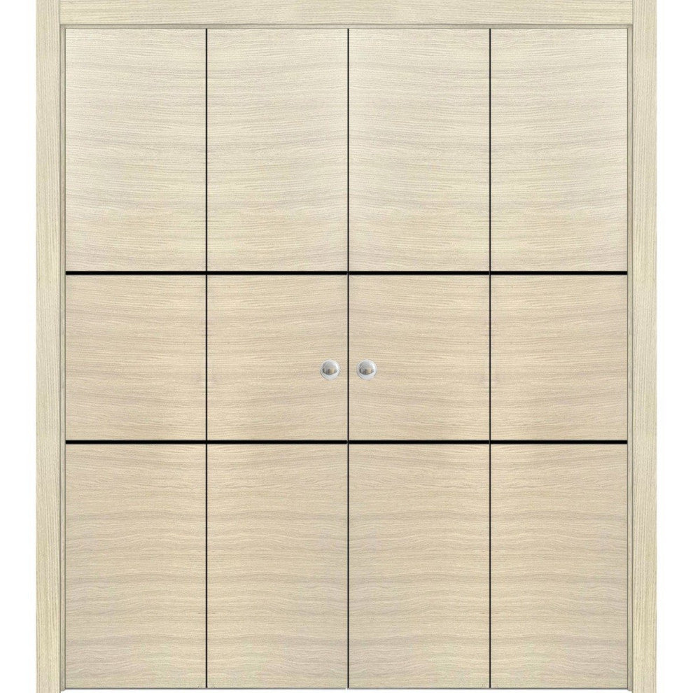 Double Bi-fold Doors | Planum 0014 Natural Veneer with  | Sturdy Tracks