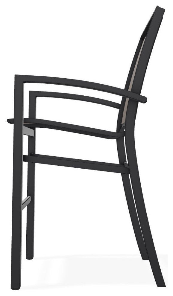 Kendall Sling Bar Height Stackable Outdoor Stool, Mocha/Black