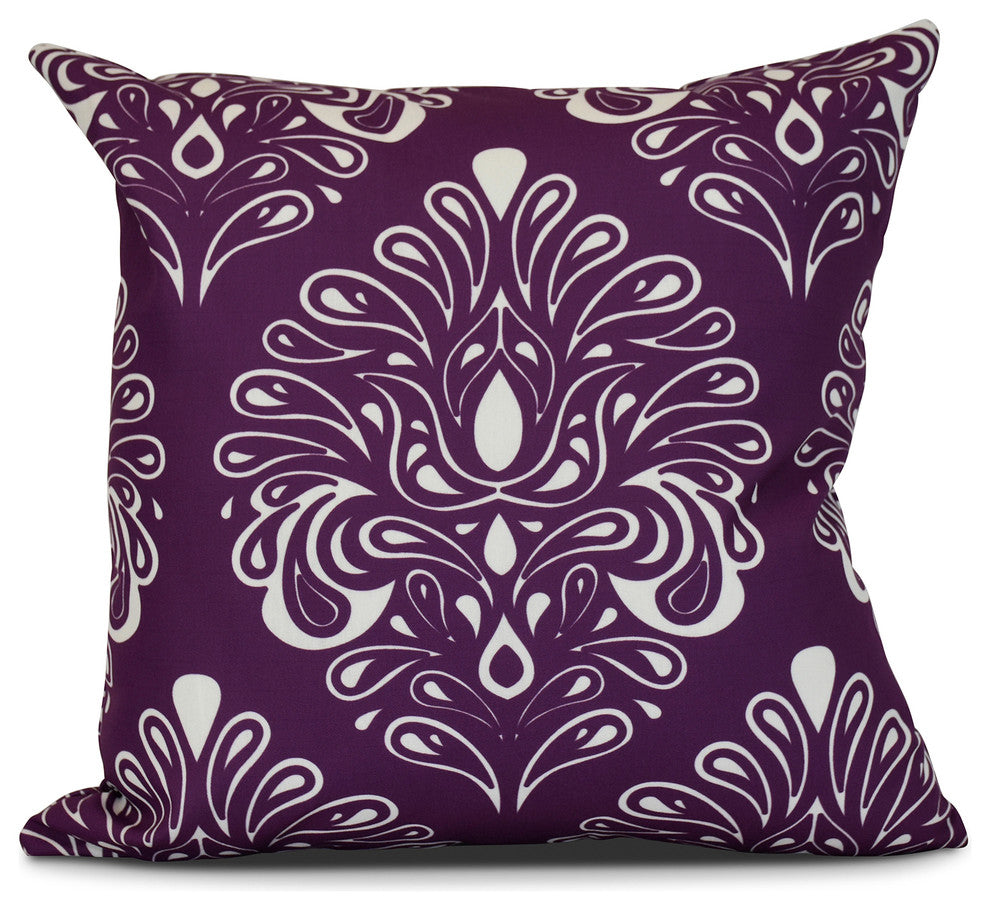 20x20", Veranda, Geometric Print Outdoor Pillow, Purple