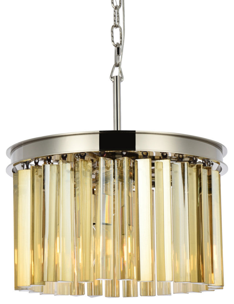Elegant Lighting 1208D16-GT/RC Sydney 3 Light 16"W Crystal - Polished Nickel