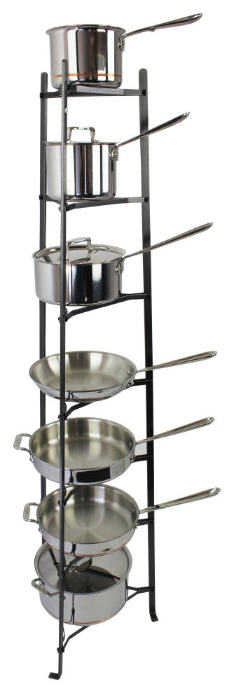 Handcrafted 7-Tier Gourmet Cookware Stand Hammered Steel (Unassembled)