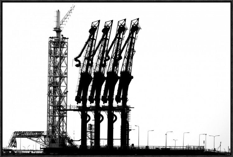 "Rotterdam-Harbour" Framed Canvas Giclee by Jan Niezen, 37x25"