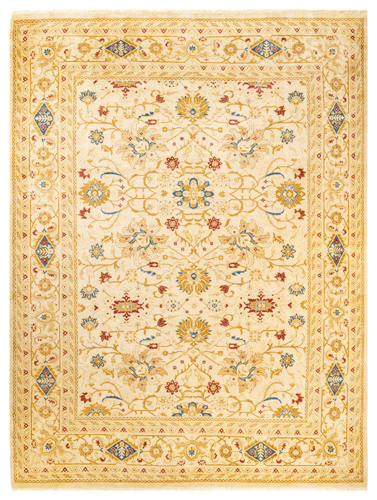 Eclectic, One-of-a-Kind Hand-Knotted Area Rug Ivory, 9' 2" x 12' 3"