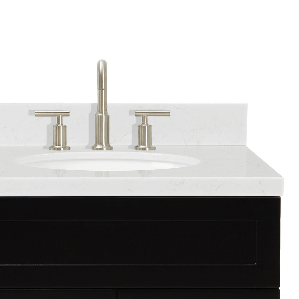 Ariel Hamlet 42" Single Right Oval Sink Bathroom Vanity, Carrara Quartz