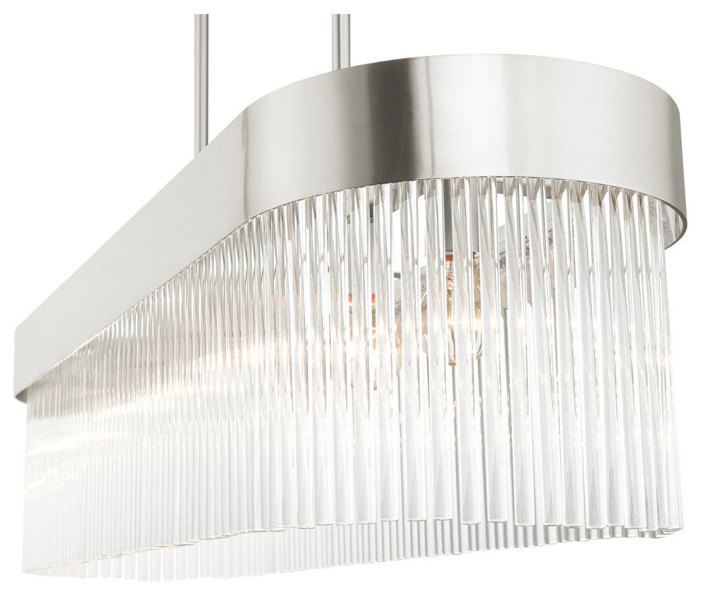 Livex Lighting Norwich 6 Light Brushed Nickel Linear Chandelier