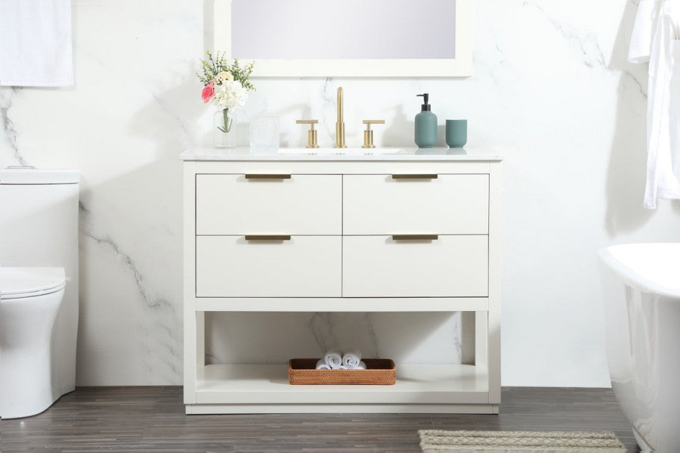 Louie 42" Single Bathroom Vanity, White