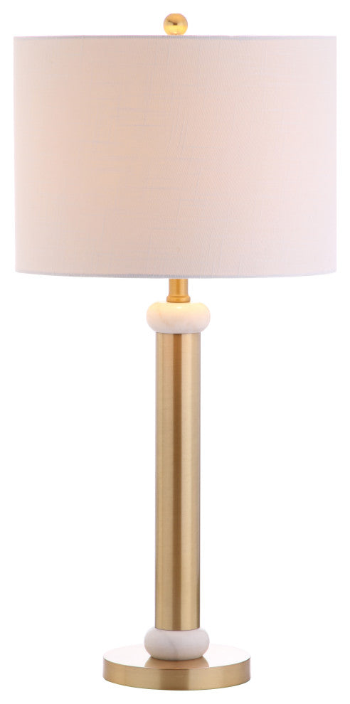 Gregory Metal and Marble LED Table Lamp, Gold and White, 27"