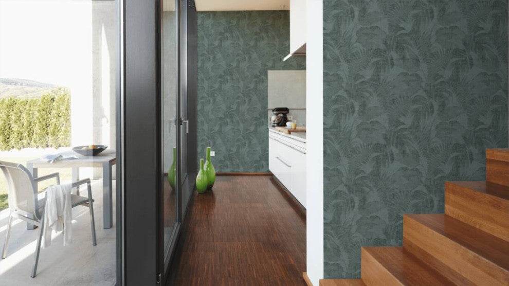 Botanical Jungle Textured Wallpaper Featuring Tropical Leaves, 373963