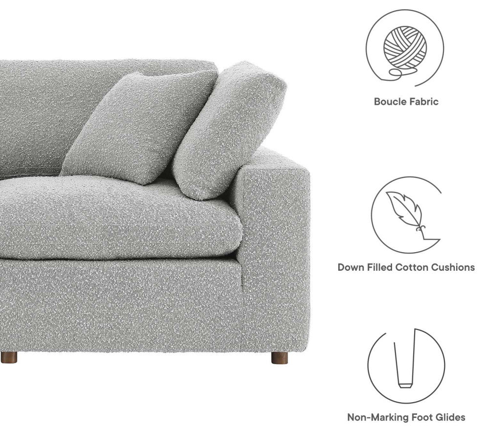 Commix Down Filled Overstuffed Boucle Fabric 3-Seater Sofa