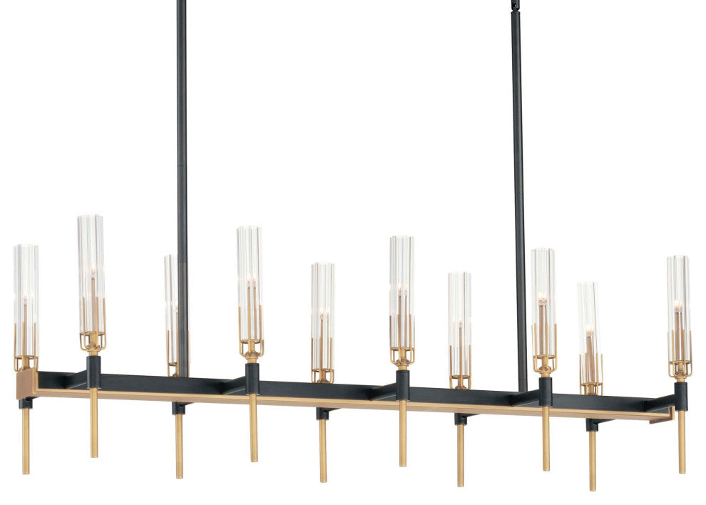 Maxim 16127 Flambeau 45"W LED Linear Pendant - Black / Antique Brass