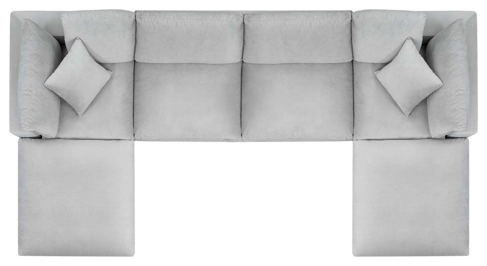 Sectional Sofa Set, Velvet, Gray, Modern, Living Lounge Hotel Hospitality