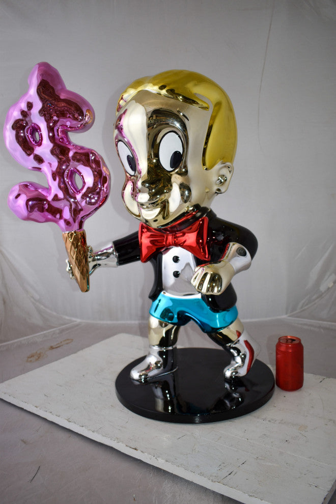 Cartoon Monopoly Boy with Money Cotton Candy Resin Statue Size: 15" x 24" x 31