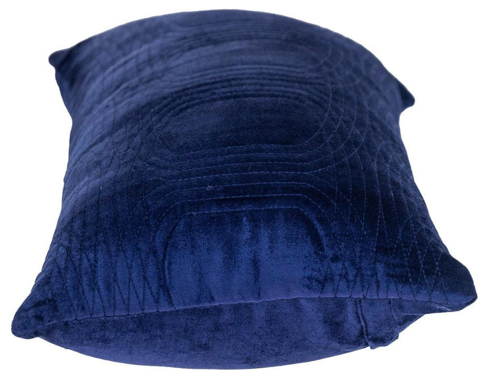 Quilted Velvet Blue Lumbar Throw Pillow