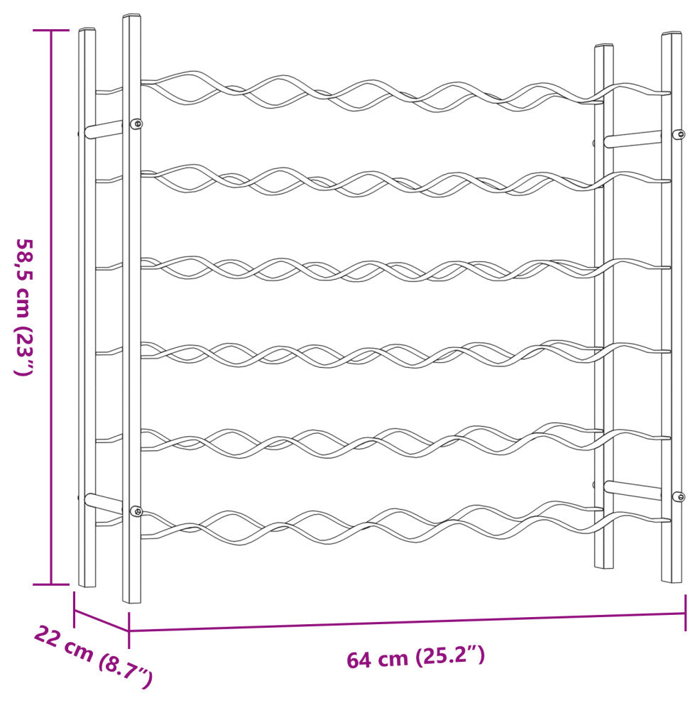 vidaXL Wine Rack for 36 Bottles Storage Wine Bottle Holder Stand Gold Metal
