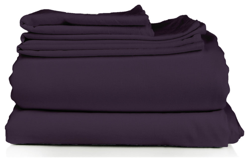 4-Piece, 1,800 Thread Count, Bamboo Feel, Soft Bed Sheets, Purple, Twin
