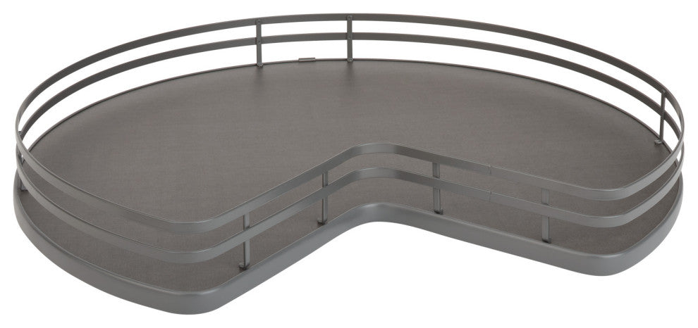 Solid Surface Kidney Lazy Susan, Corner Base With Swivel, Gray, 32Wx32Dx4.25H