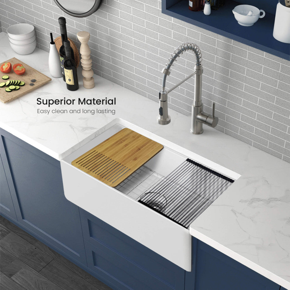 Pure 33"  Kitchen Farmhouse Fireclay Workstation Sink