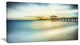 "Blue Tinged Seashore With Distant Pier" Sea Pier Wall Art Canvas Print, 40"x20"