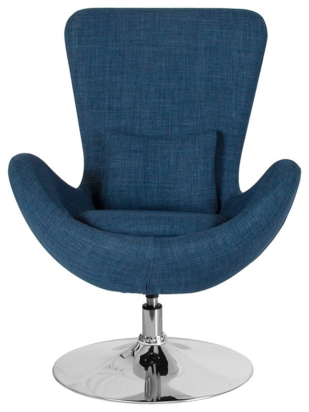 Egg Series Blue Fabric Side Reception Chair