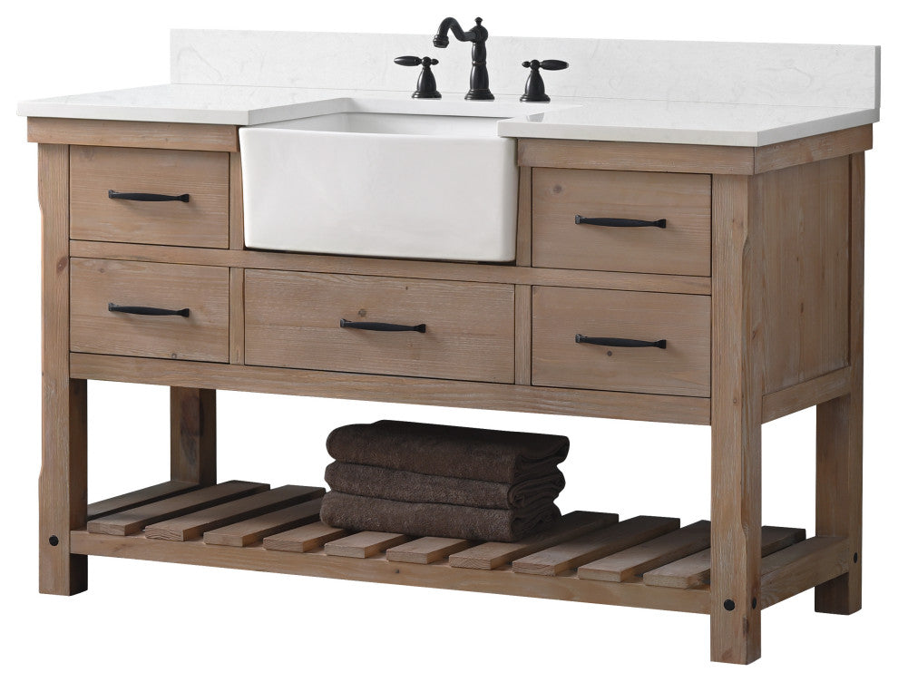Wesley 54" Bathroom Vanity, Weathered Natural
