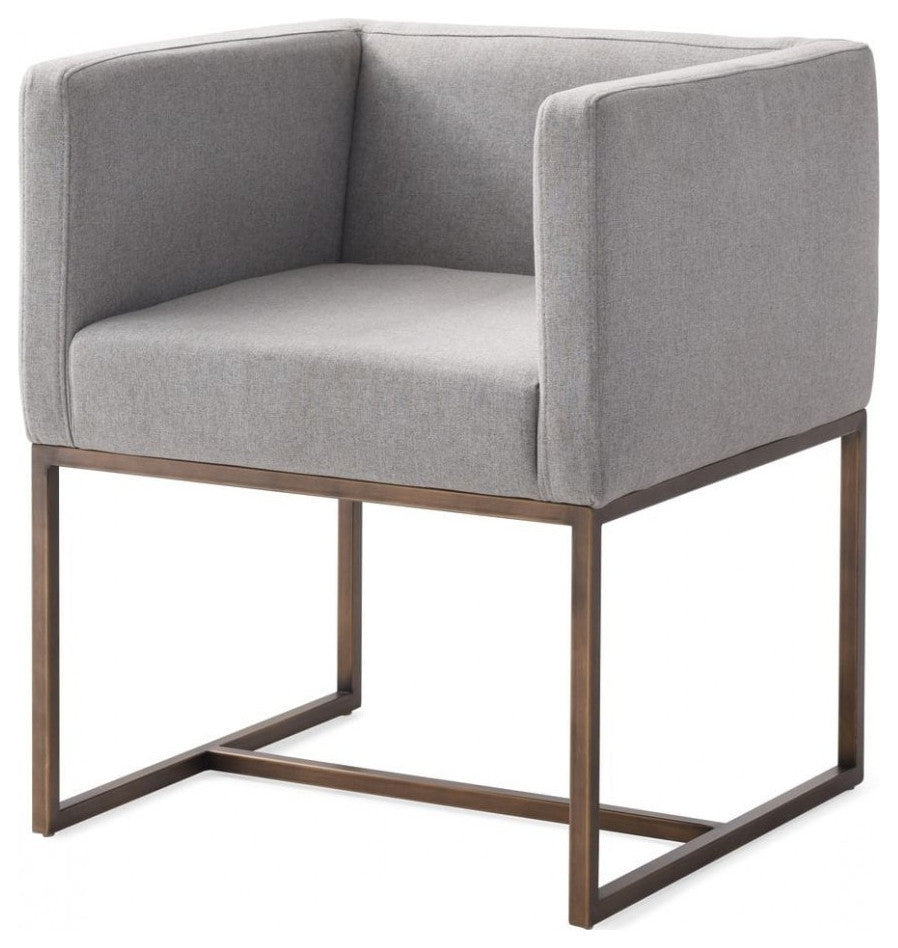 Gray Antique Velvet Brass Dining Chair