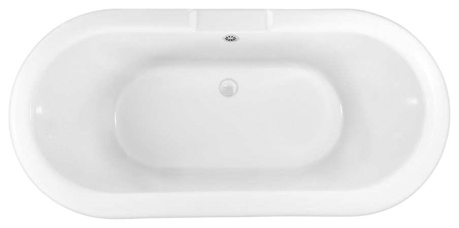 59" Streamline N1120WH-WH Clawfoot Tub and Tray With External Drain