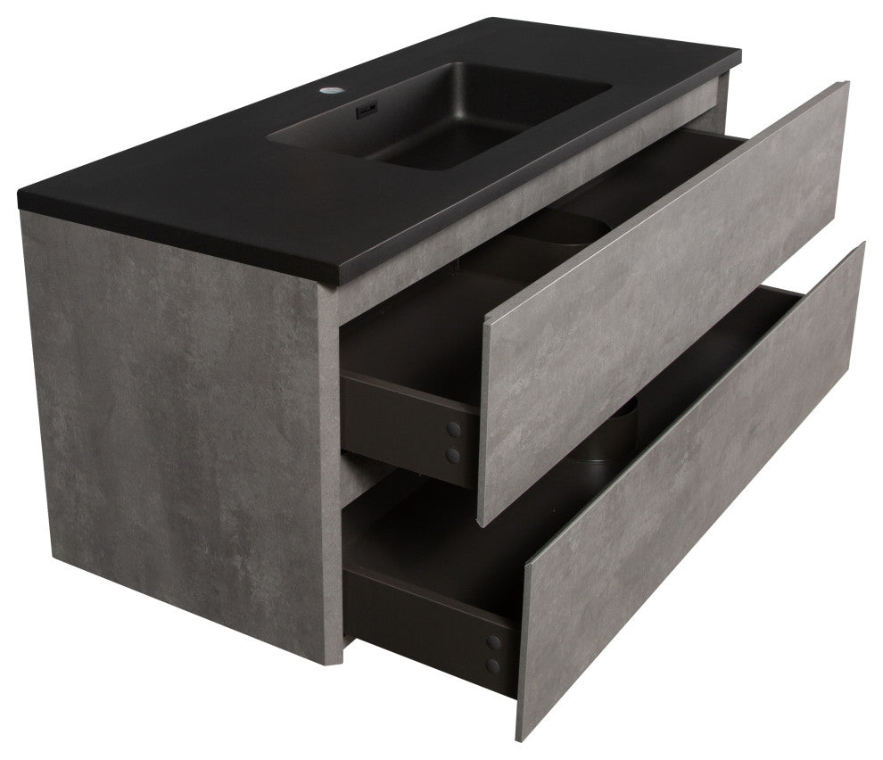 Bridgeport Wall Mounted Vanity Set With Cabinet and Integrated Basin, 48"