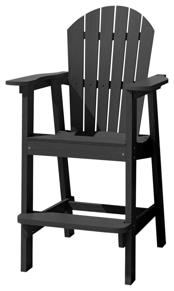 Rustic Adirondack Chairs Outdoor BarStools with Hight Back Design, Black
